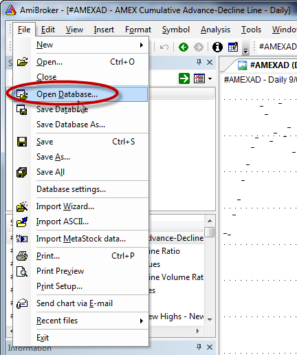 Open the Futures database in AmiBroker