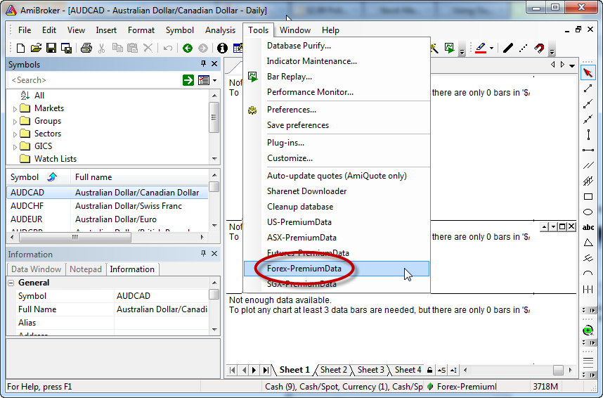 Run Tools > Forex-PremiumData