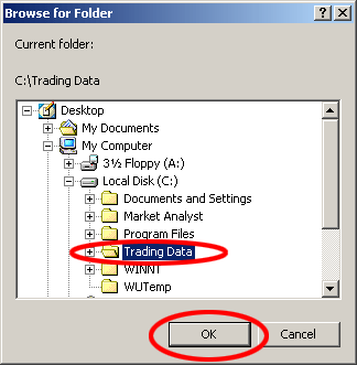 Market Analayst select data folder tree