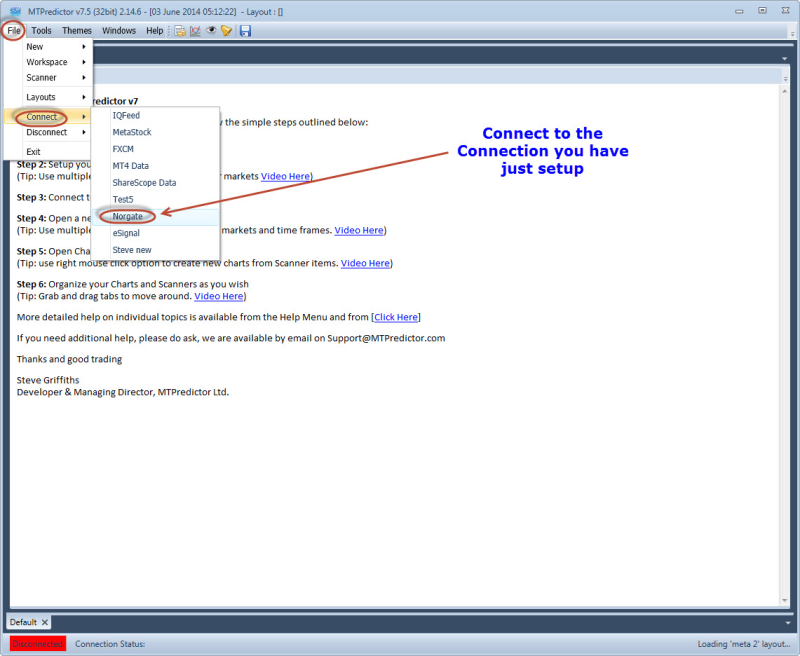 MTPredictor Choose Connection